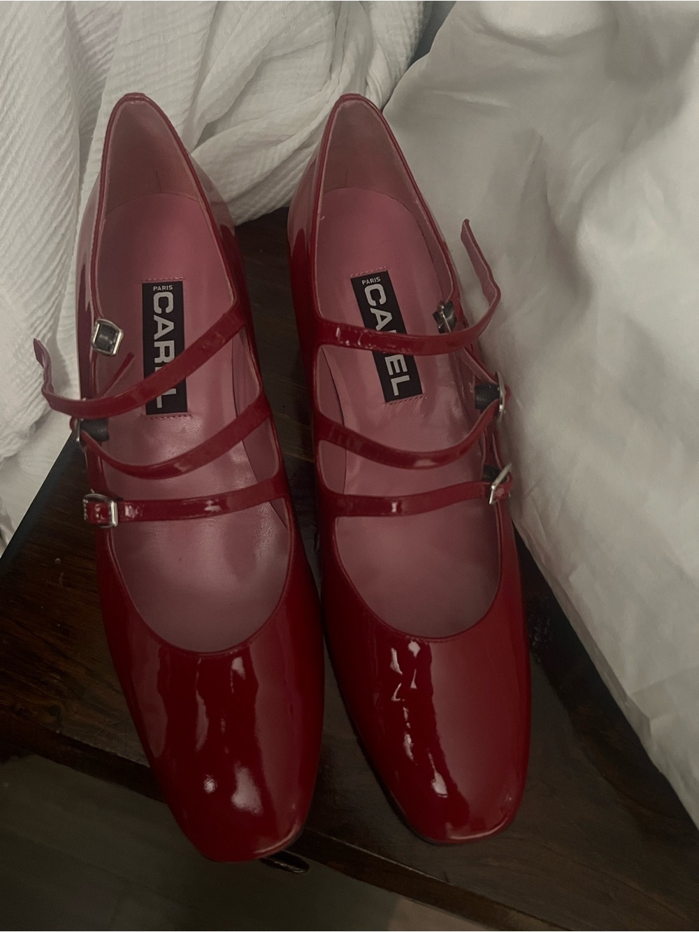 Carel Paris Kina red patent leather, triple strap, size 42.5